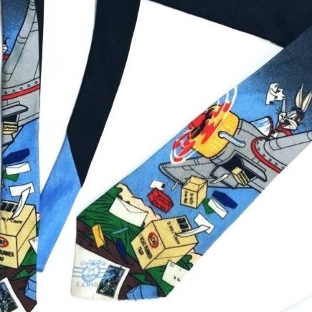 MEN'S VINTAGE 1997 BUGS BUNNY X USPS STAMPS TIE